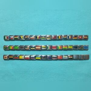 HUGE Lot Of Vintage Stainless Steel Italian Charms - International/Country Flags